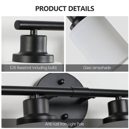 31" 5-Light Black Vanity Light with Frosted Glass - view 6