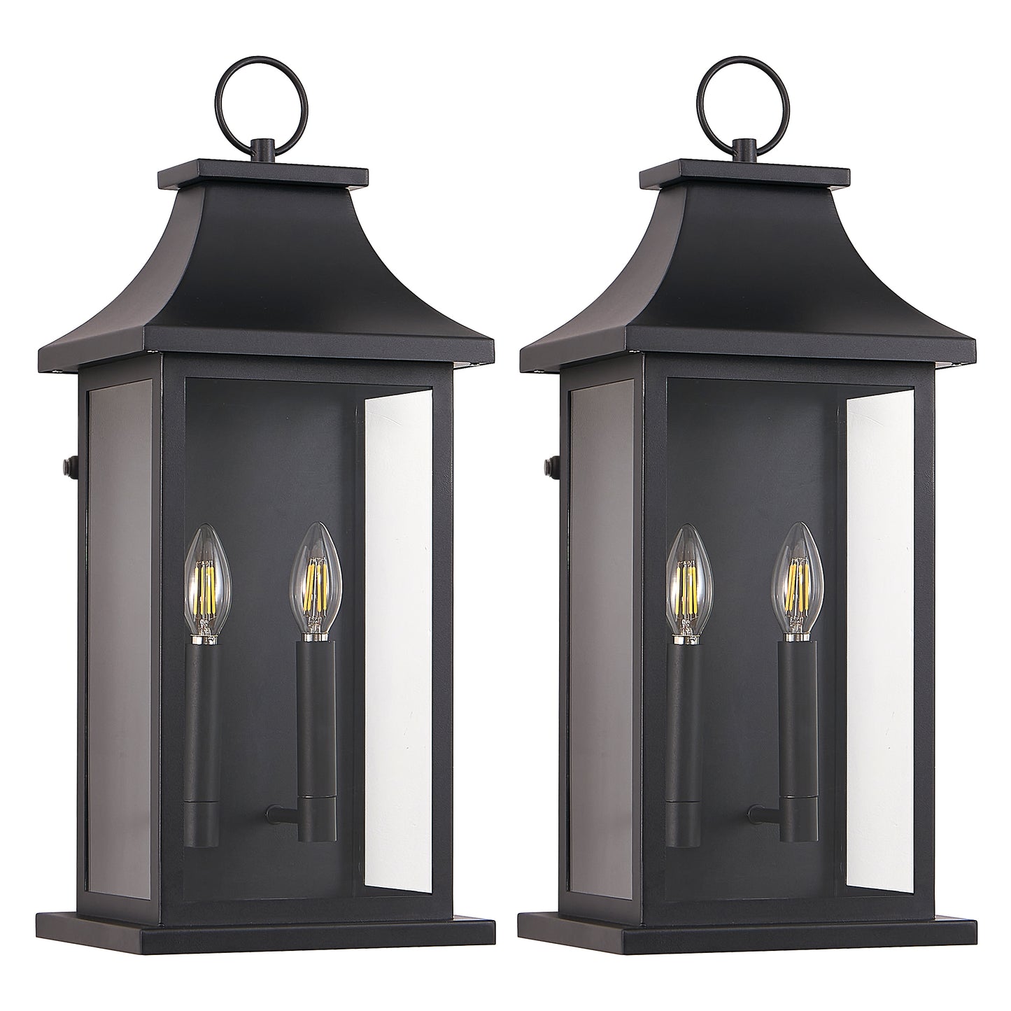 22.2" Black Dusk to Dawn Outdoor Wall Light, Set of 2 - view 8