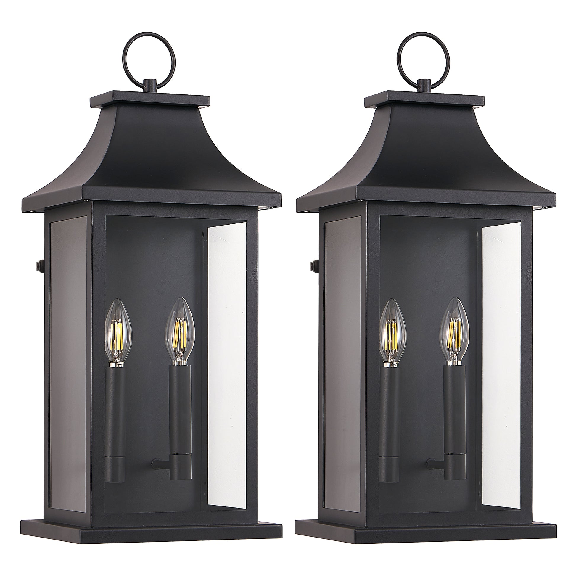 22.2" Black Dusk to Dawn Outdoor Wall Light, Set of 2 - view 8