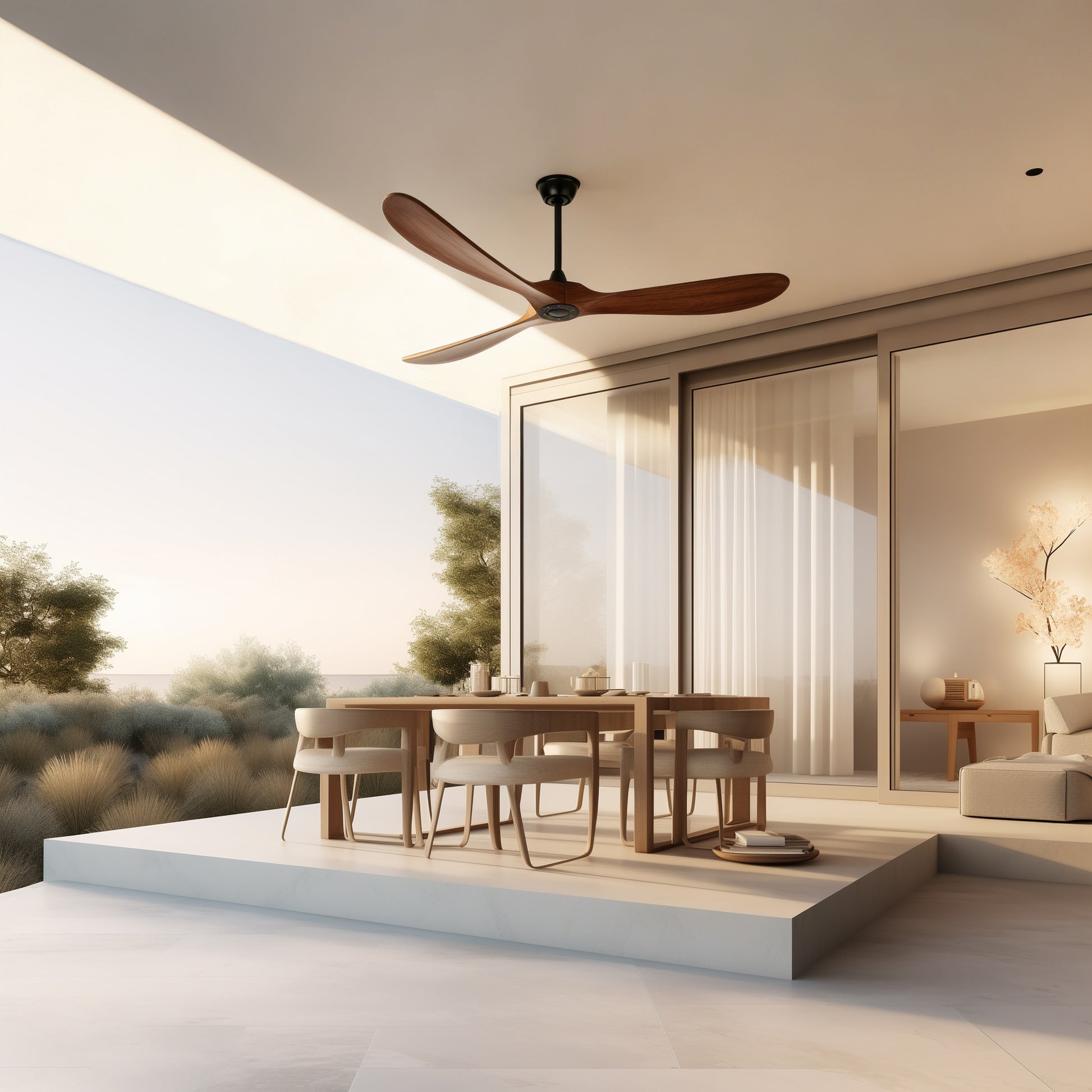 72" Walnut Solid Wood Ceiling Fan with Remote - view 8
