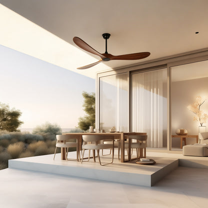 72" Walnut Solid Wood Ceiling Fan with Remote - view 8