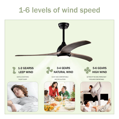 52" Matte Black Solid Wood Ceiling Fan with Remote - view 10