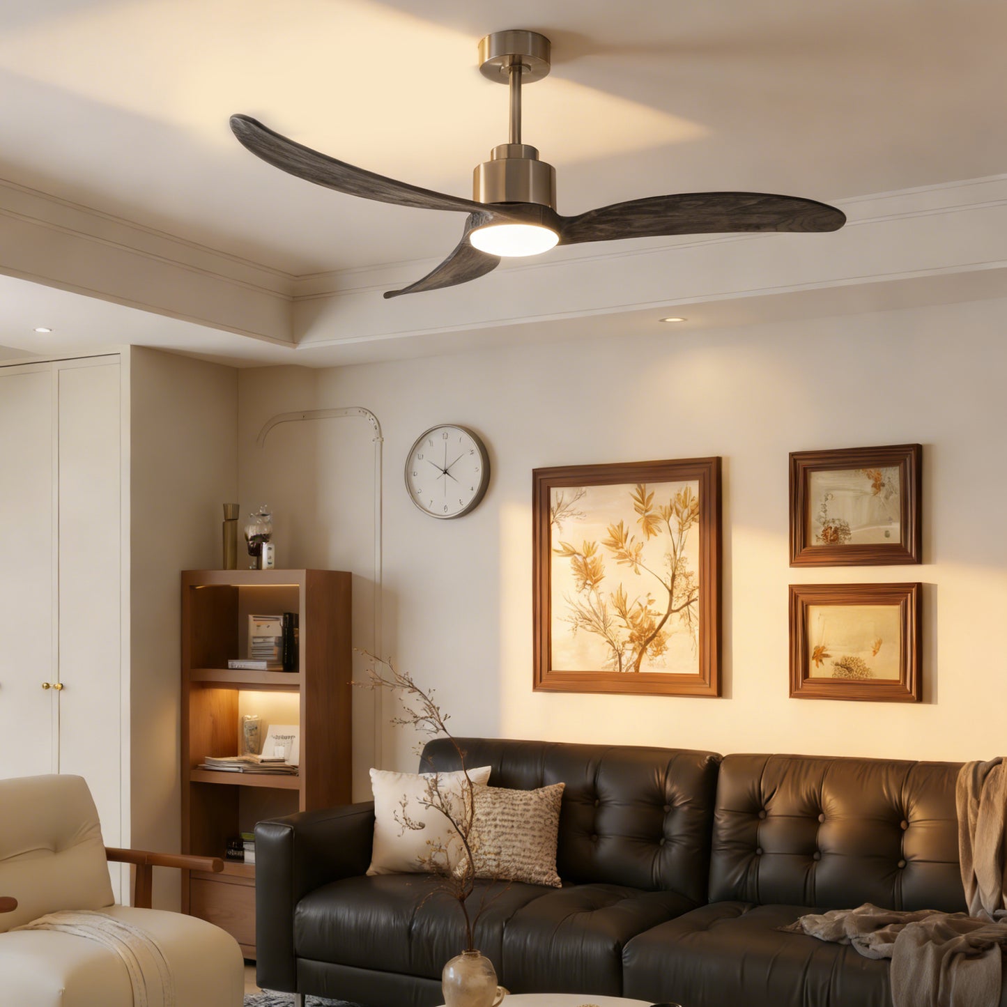 52" Nickel & Wood Ceiling Fan with Remote - view 6