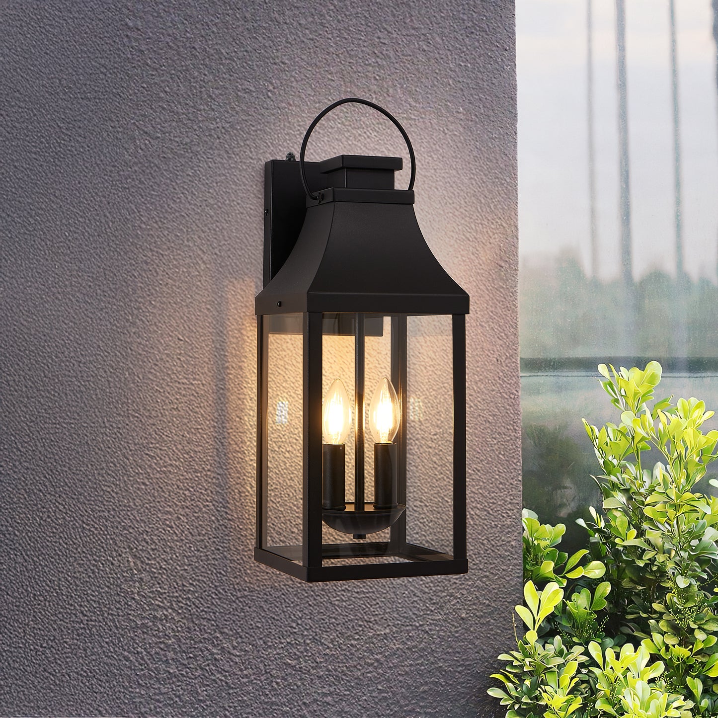20" 2-Light Black Dusk to Dawn Outdoor Wall Light - view 2