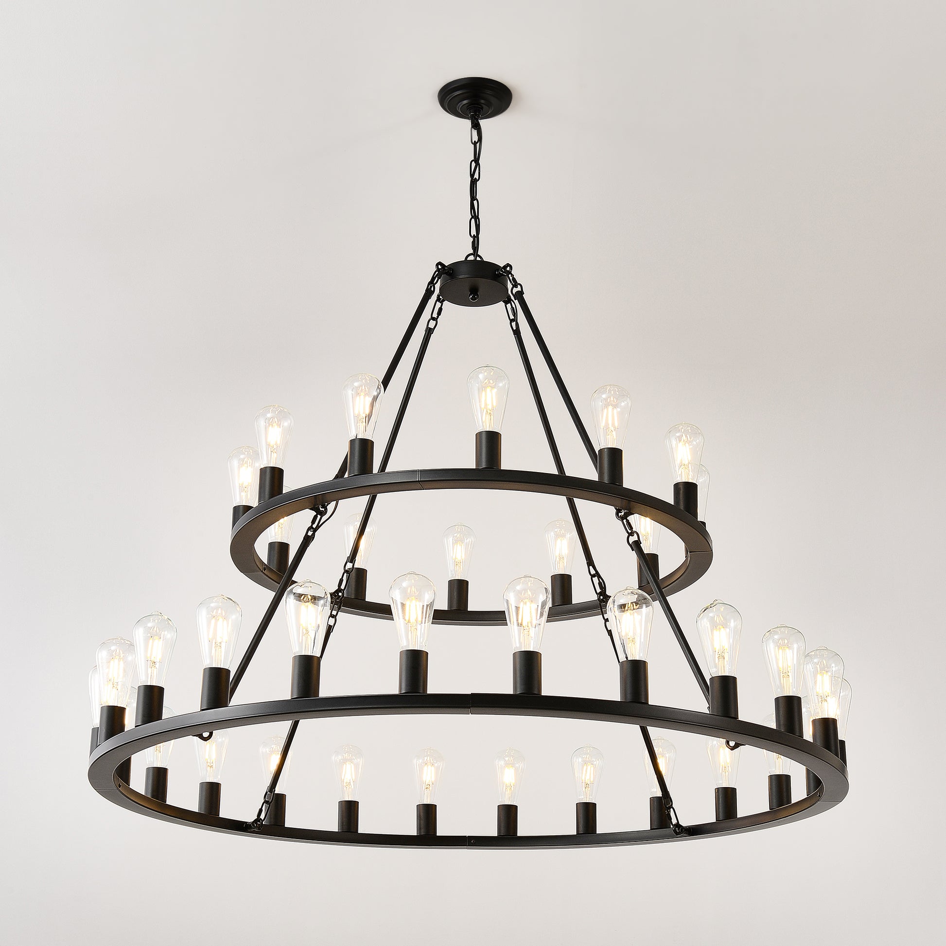 52" 2-Tier Wagon Wheel Farmhouse Chandelier, 36-Light - view 15