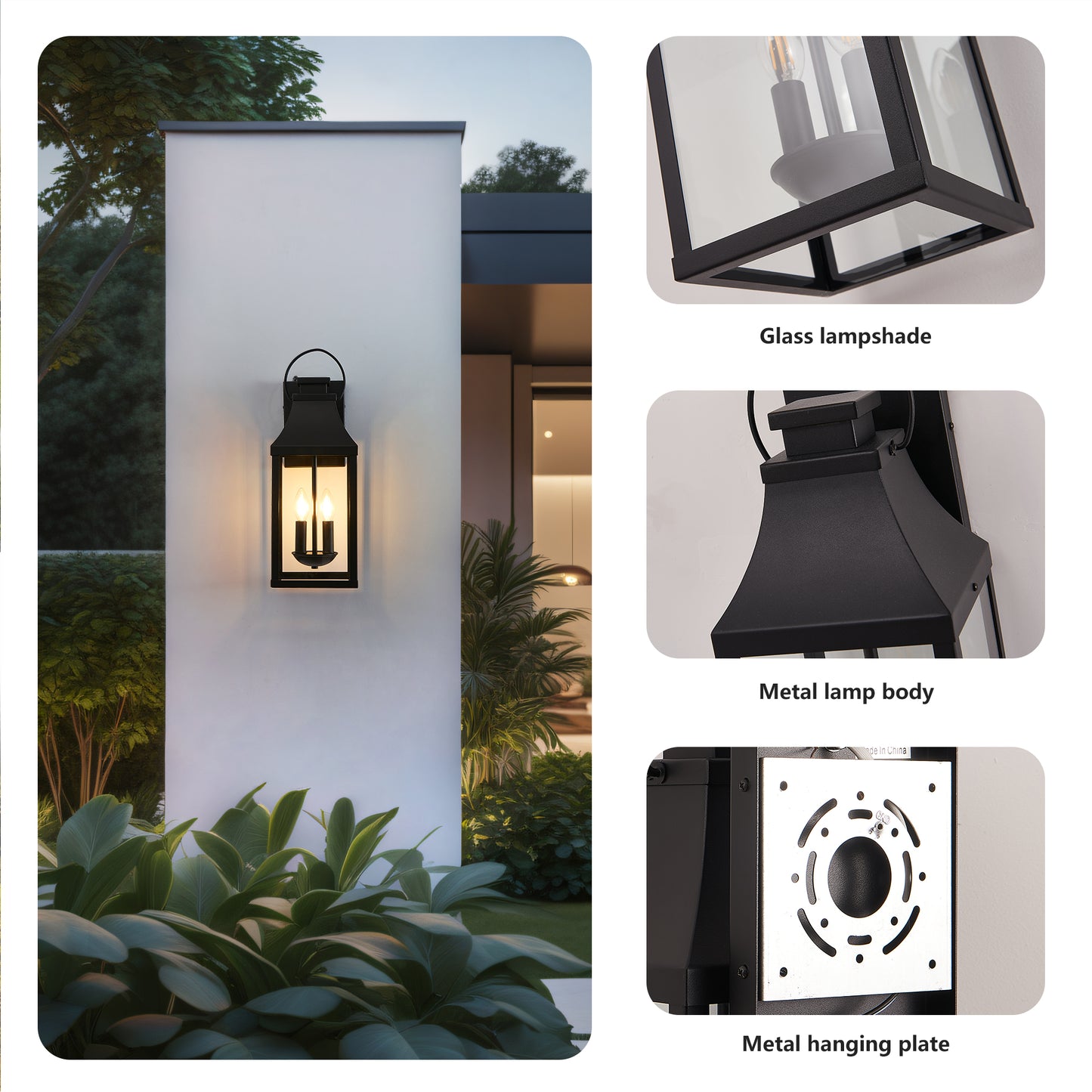 20" 2-Light Black Dusk to Dawn Outdoor Wall Light - view 5