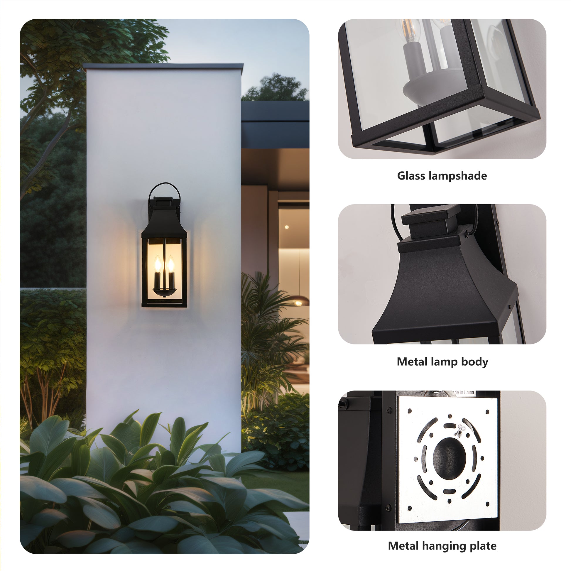 20" 2-Light Black Dusk to Dawn Outdoor Wall Light - view 5