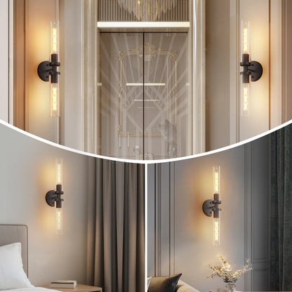 Matte Black Wall Sconce with Clear Glass, Set of 2 - view 2