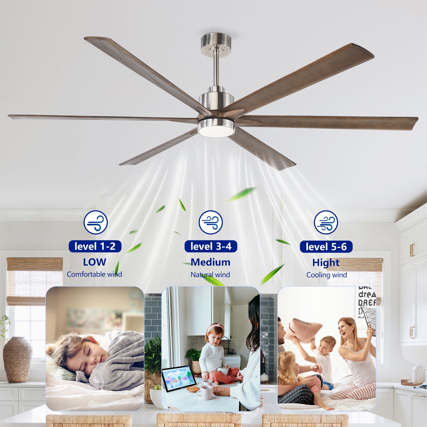 70" Nickel Finish Ceiling Fan with Light - view 13