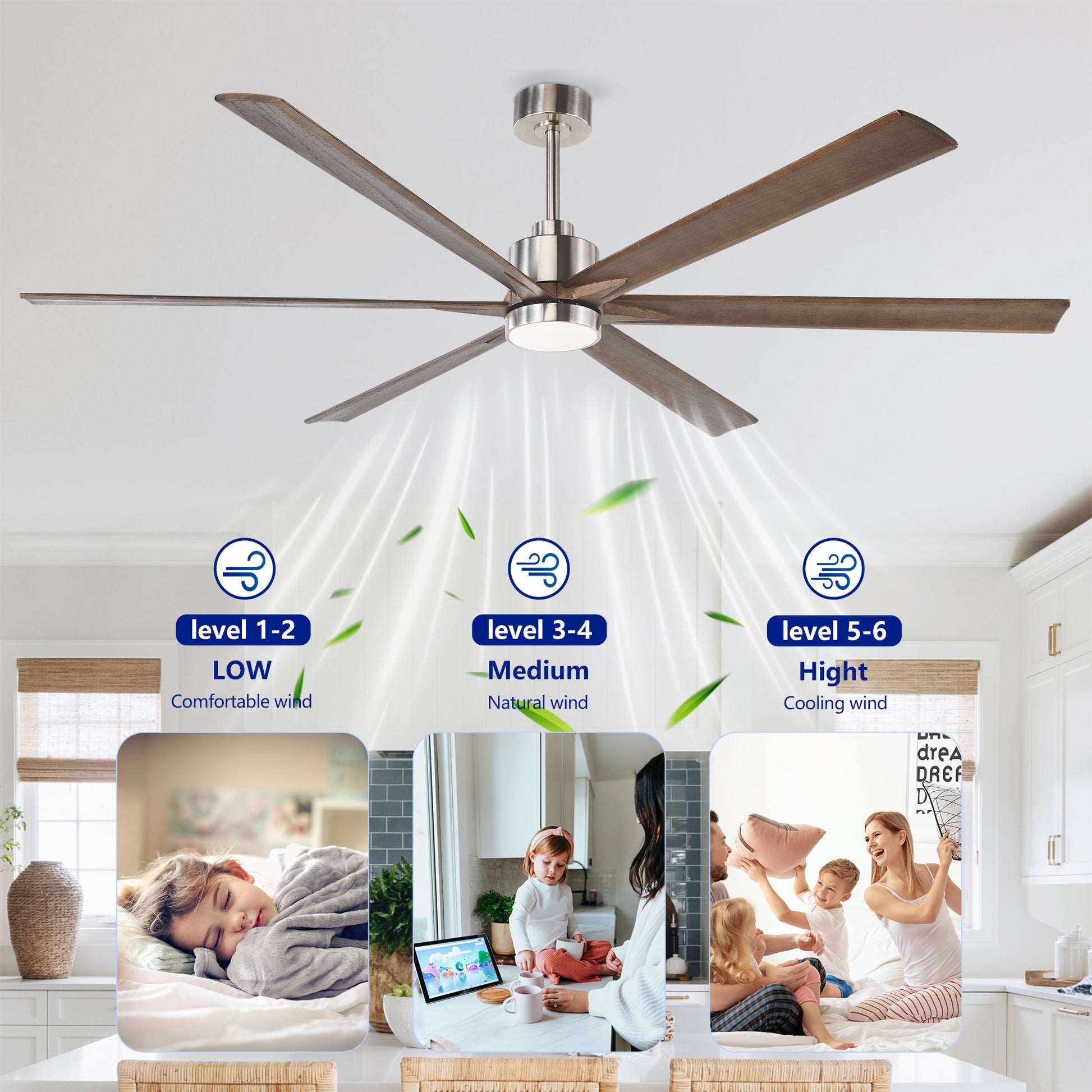 70" Nickel Finish Ceiling Fan with Light - view 13