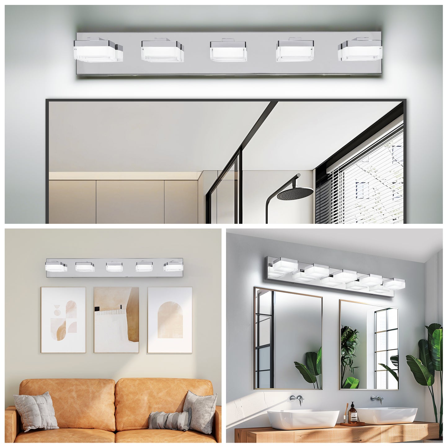 Modern 5-Light Chrome LED Vanity Light - view 2