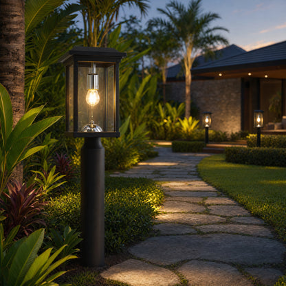 Black Aluminum Outdoor Post Light with Dusk to Dawn Sensor - view 4