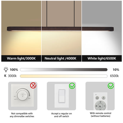 51" Walnut Wood Modern LED Pendant Light - view 6