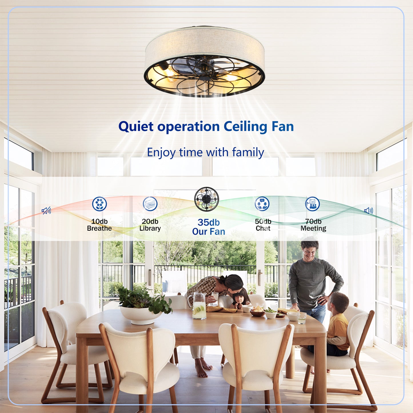 20" Farmhouse Fabric Bladeless Ceiling Fan with Remote - view 14