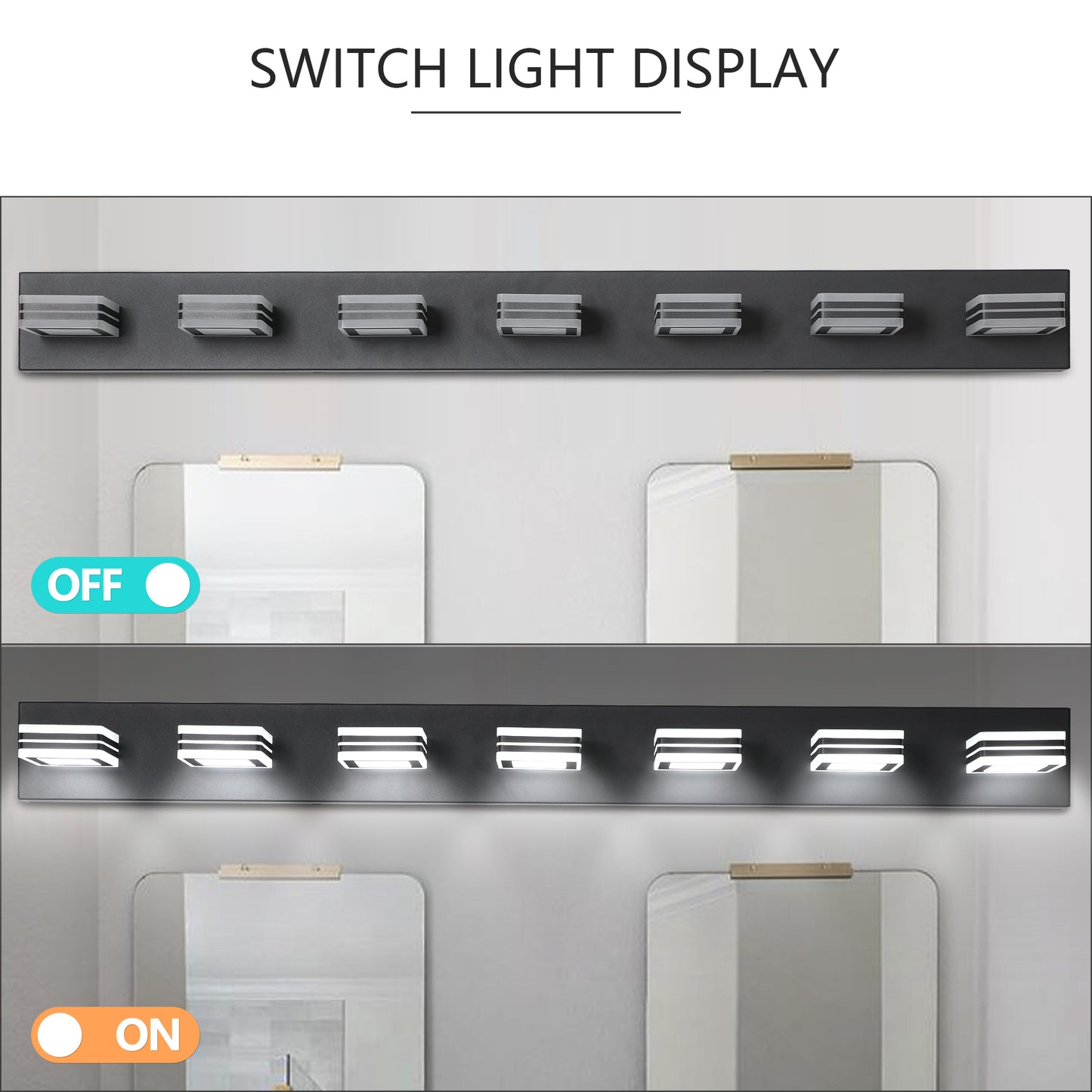 45" 7-Light Black LED Vanity Wall Light - view 10