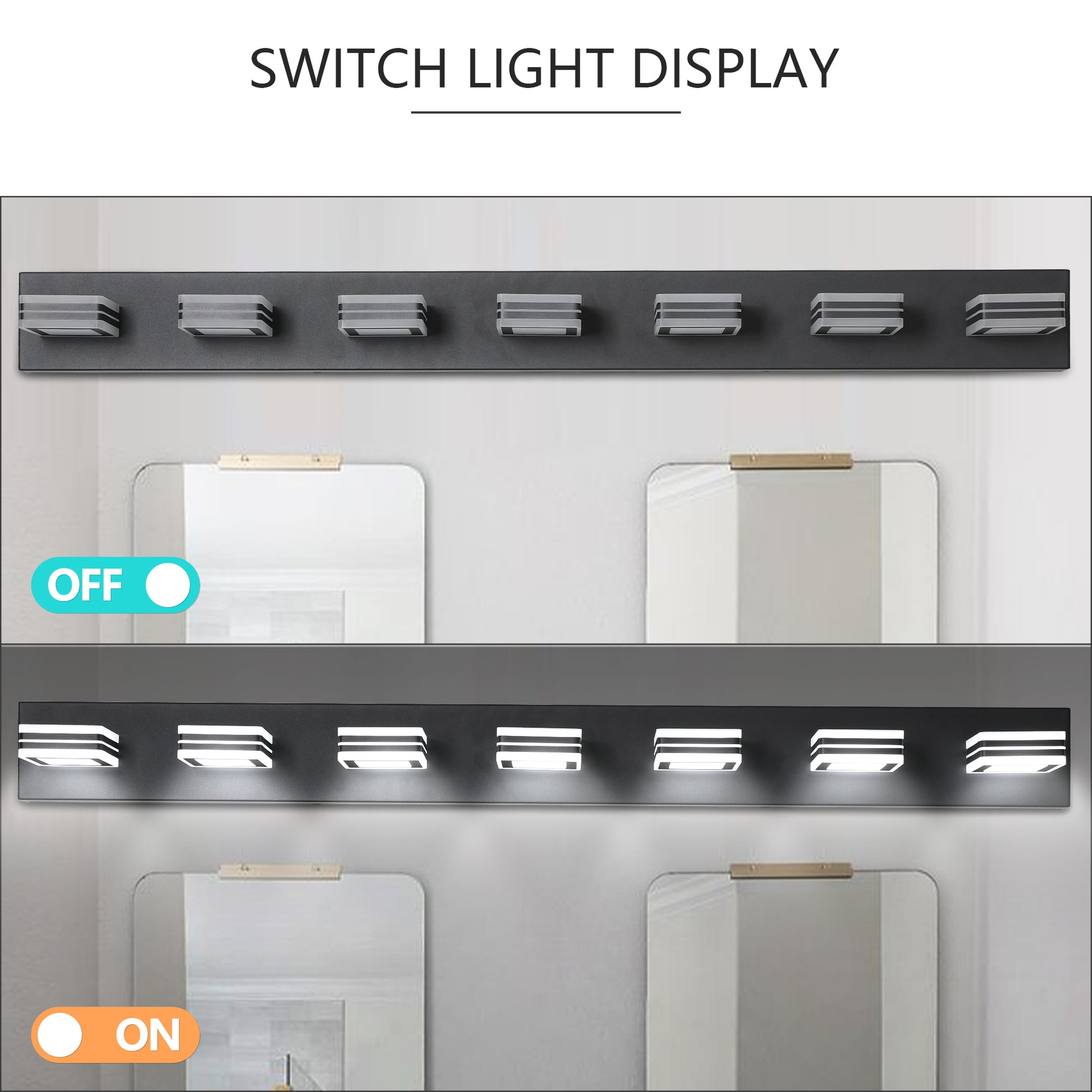 45" 7-Light Black LED Vanity Wall Light - view 10