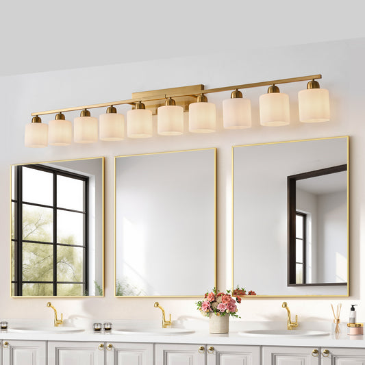 65" Gold Vanity Light with Milky White Glass - view 2