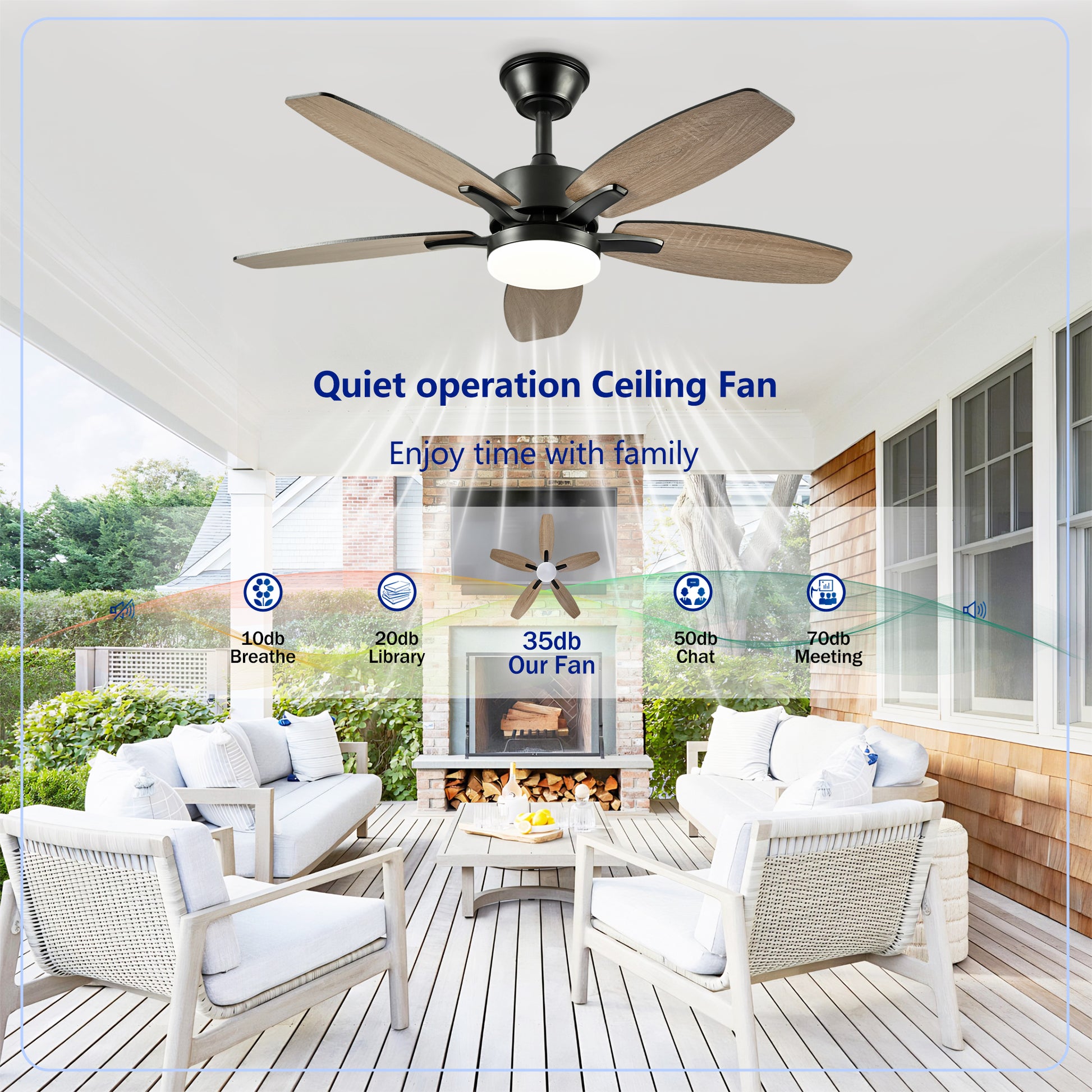 42" Matte Black Plywood Blade Ceiling Fan with Remote - view 12