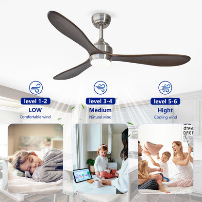 52" Nickel Solid Wood Ceiling Fan with Remote - view 14