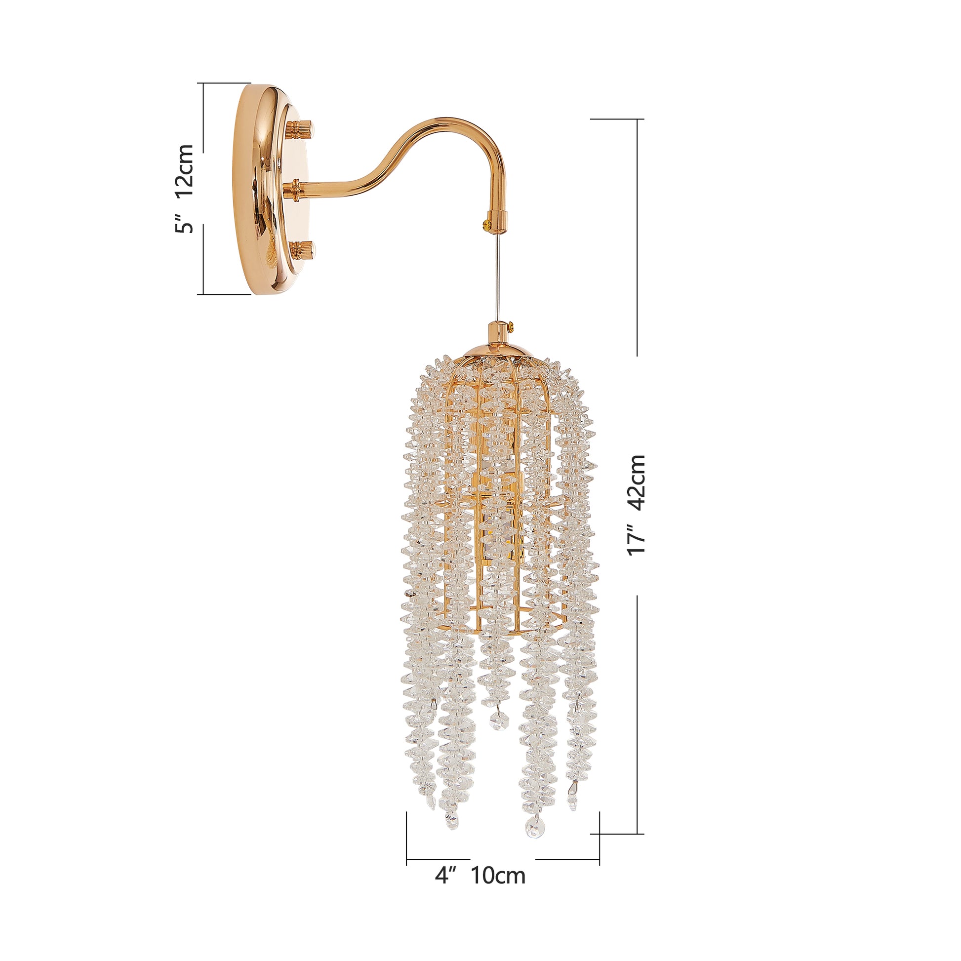 Gold Cascading Crystal Bead Wall Light, Set of 2 - view 8