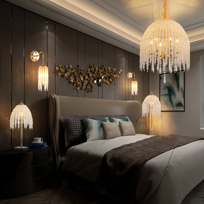 Gold Cascading Crystal Bead Wall Light, Set of 2 - view 5