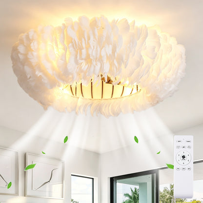 20" White Feather Caged Ceiling Fan with Remote - view 2