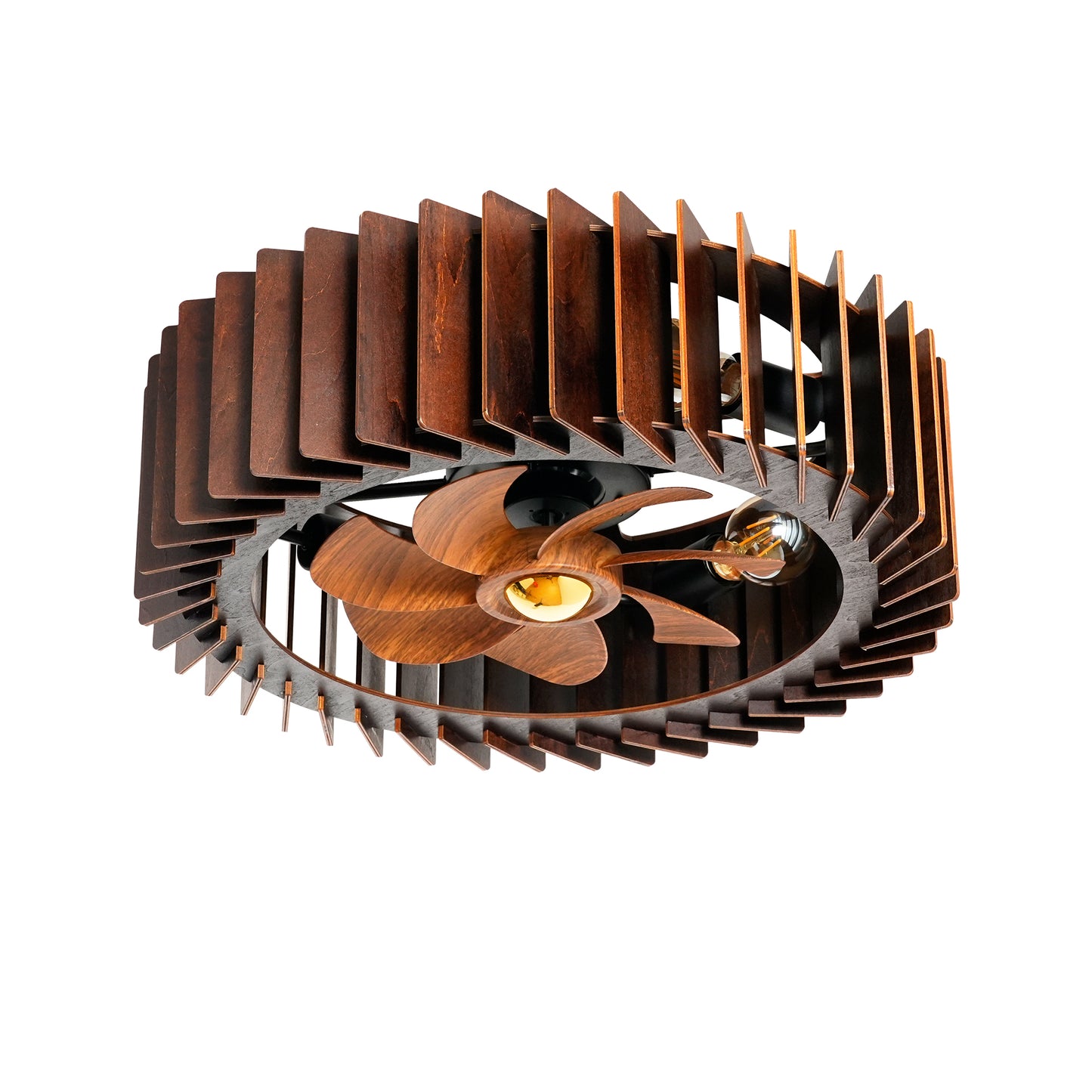 20" Walnut Flush Mount Ceiling Fan with Remote - view 19