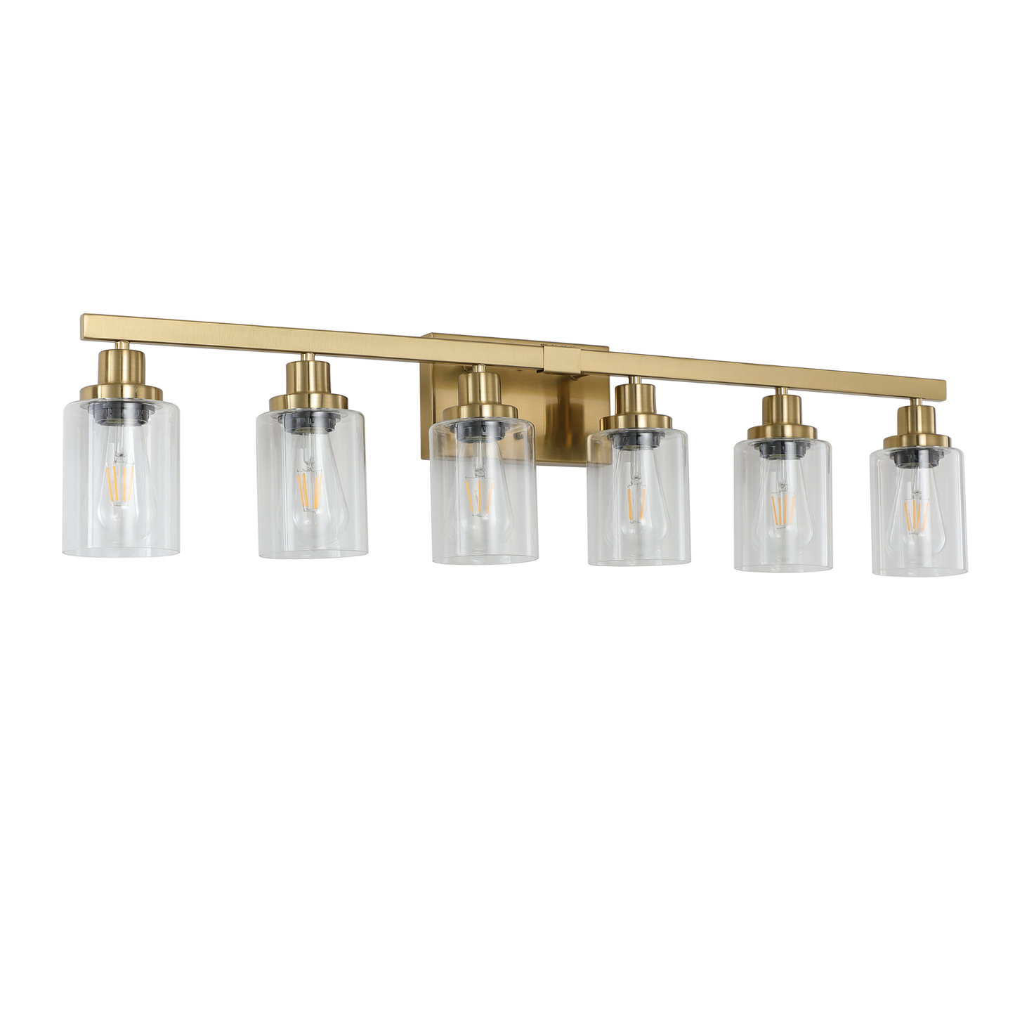 37" 6-Light Gold Vanity Light with Clear Glass - view 9