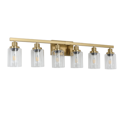 37" 6-Light Gold Vanity Light with Clear Glass - view 9
