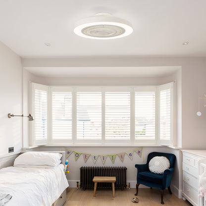 Matte White Flush Mount Ceiling Fan with Dimmable LED - view 4