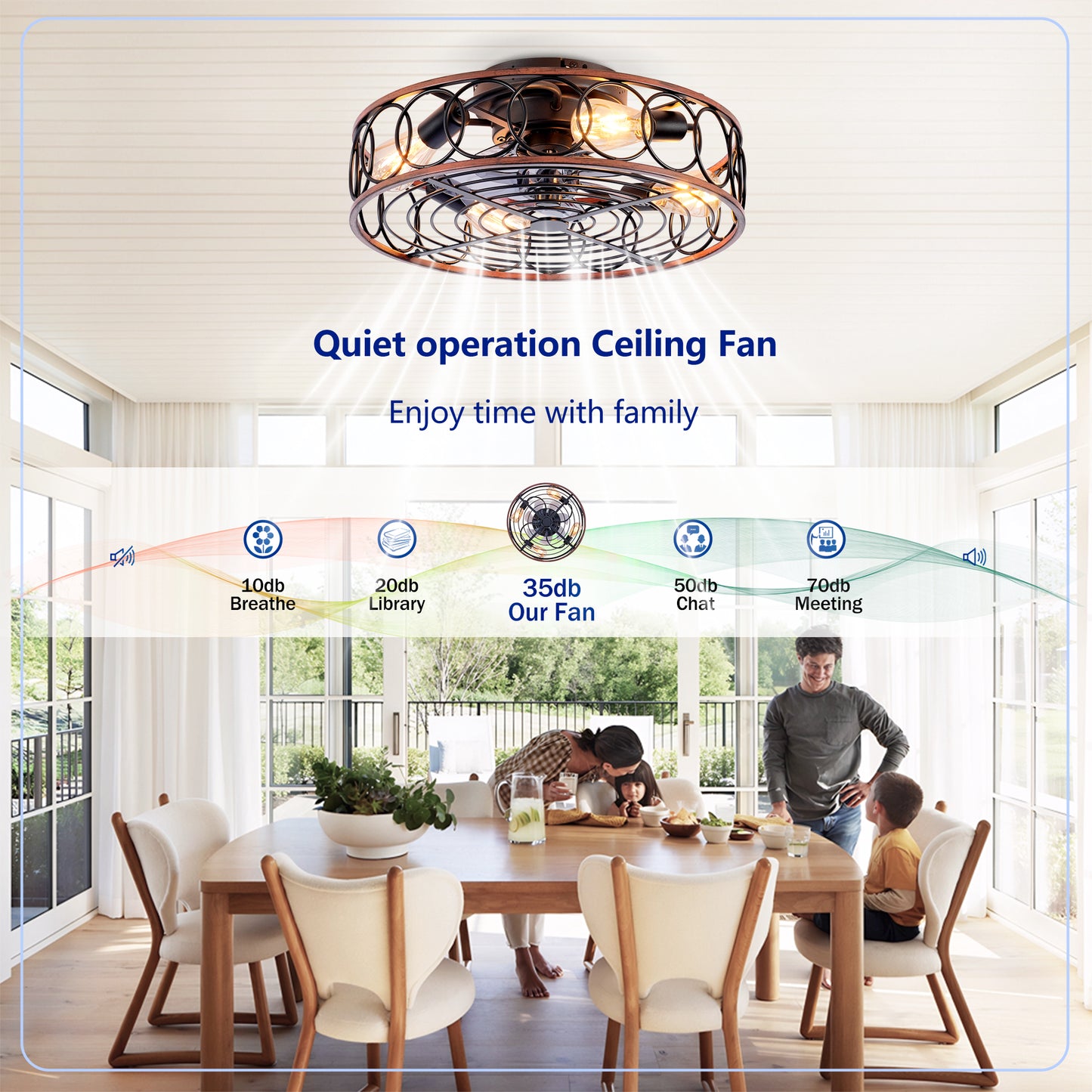 20" Matte Black Caged Ceiling Fan with Remote - view 13