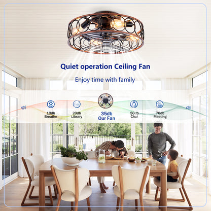 20" Matte Black Caged Ceiling Fan with Remote - view 13