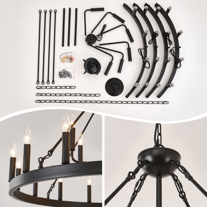 40" 2-Tier Wagon Wheel Farmhouse Chandelier, 22-Light - view 8