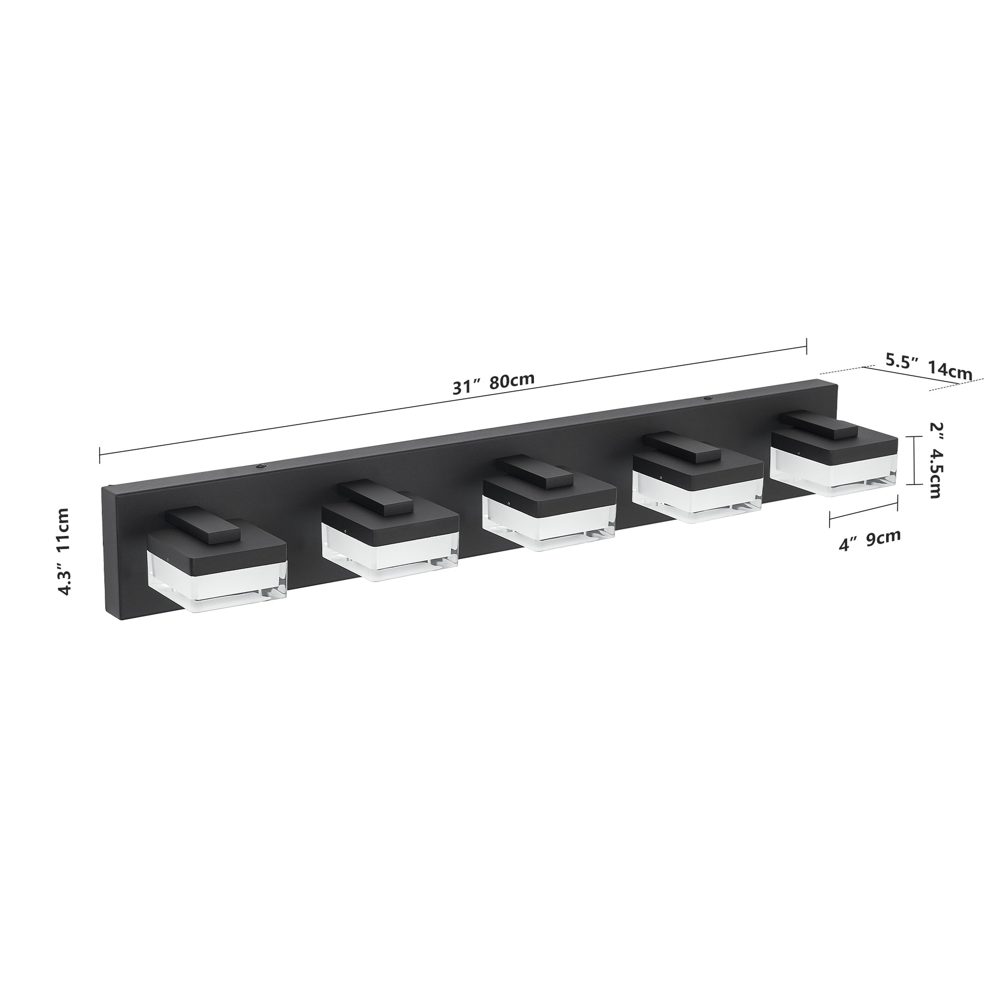 5-Light Modern Black LED Vanity Light - view 7