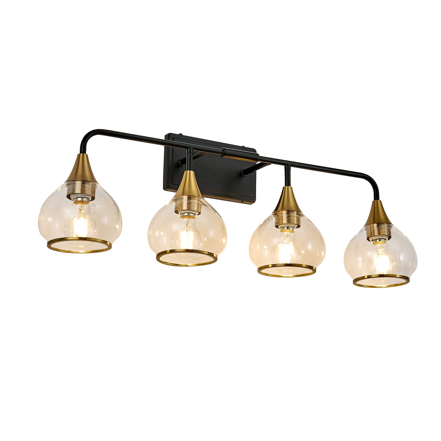 31" 4-Light Black & Gold Vanity Light with Clear Glass - view 11