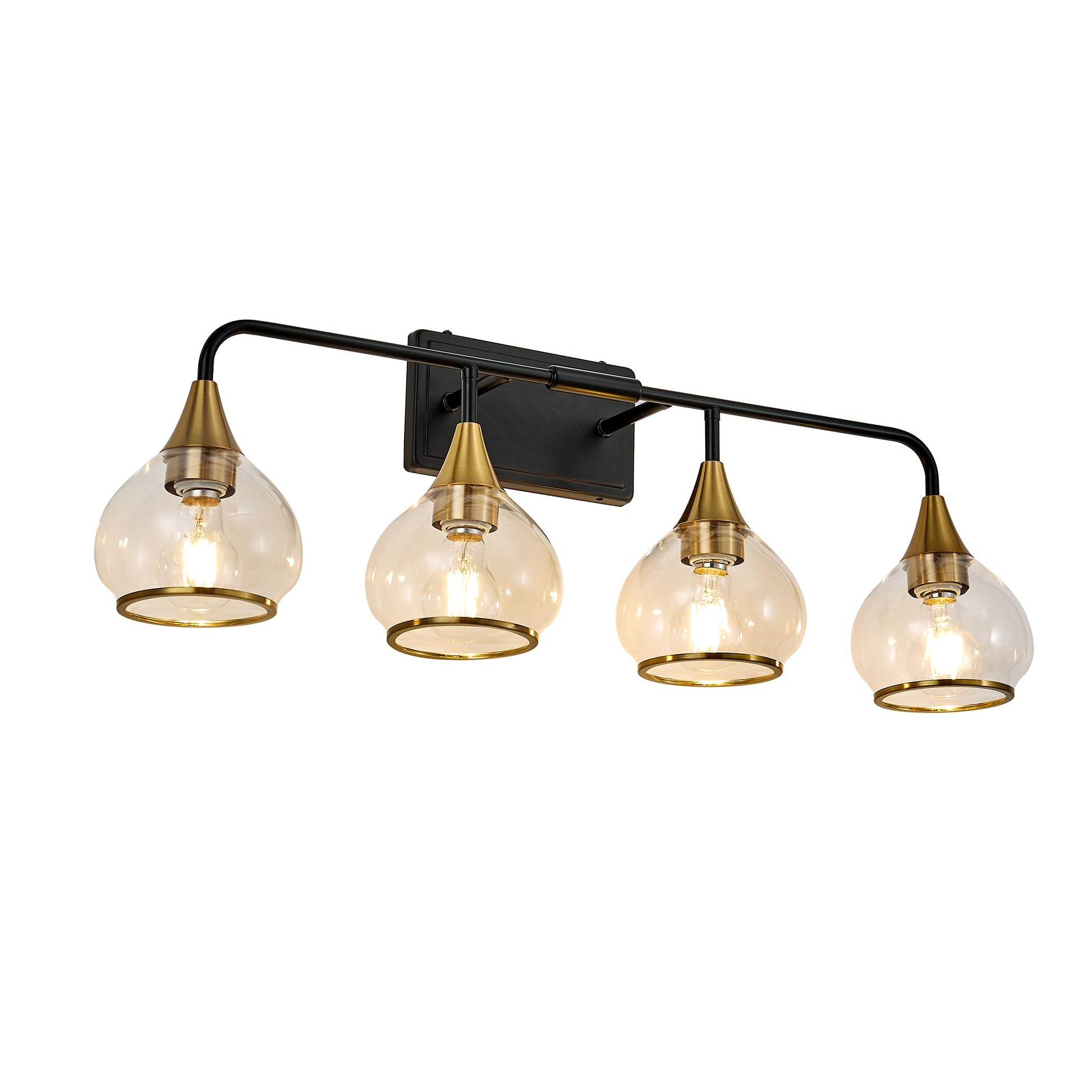 31" 4-Light Black & Gold Vanity Light with Clear Glass - view 11