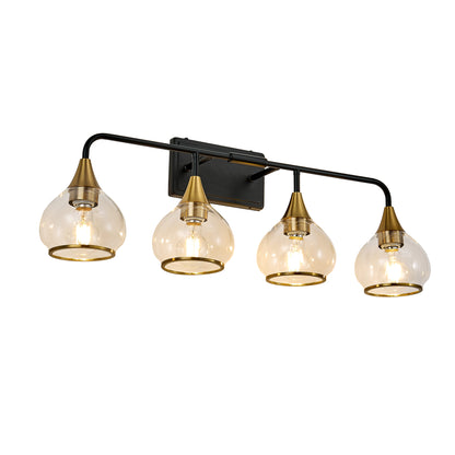 31" 4-Light Black & Gold Vanity Light with Clear Glass - view 11