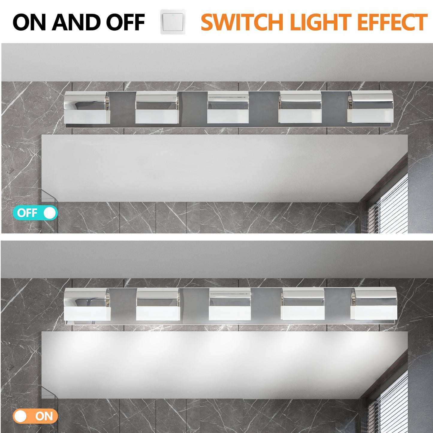 5-Light Chrome LED Bathroom Vanity Light - view 6