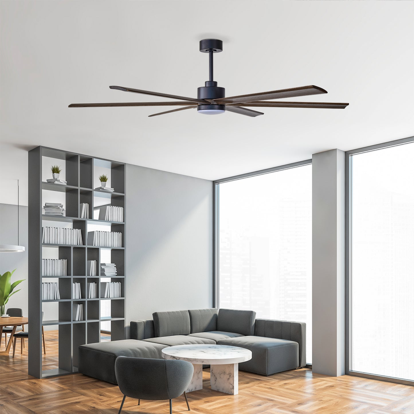 70" Matte Black Ceiling Fan with Light - view 4