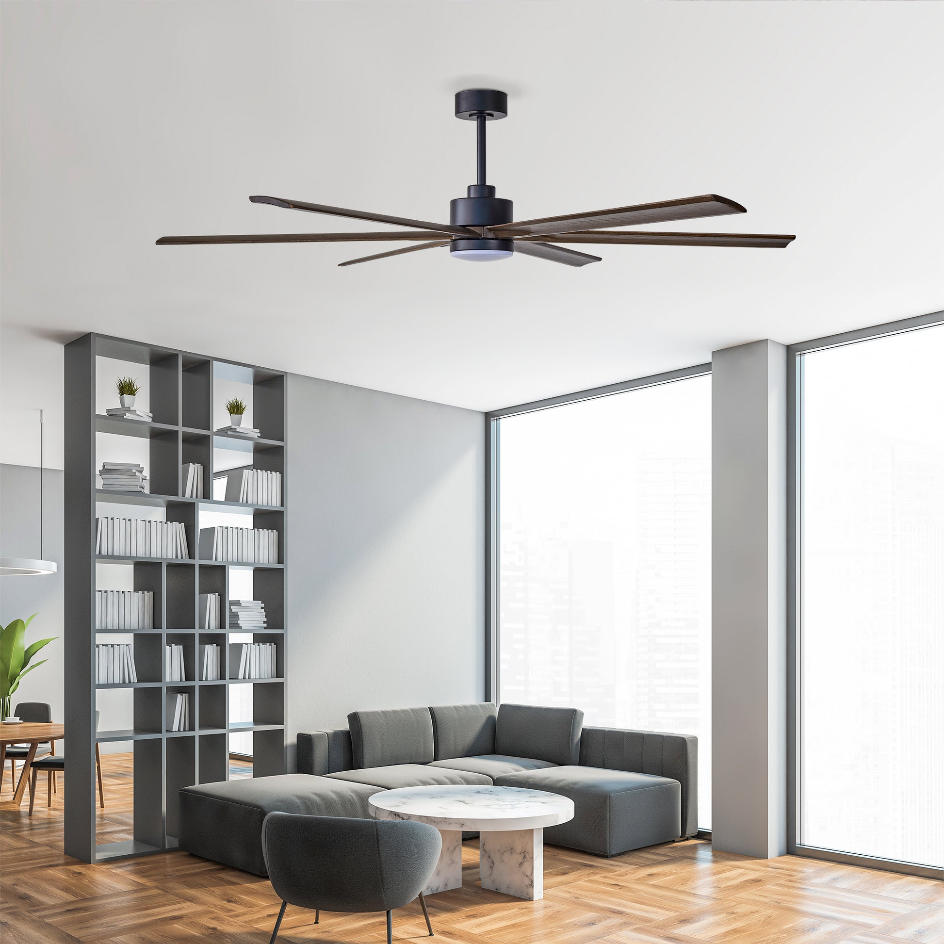 70" Matte Black Ceiling Fan with Light - view 4