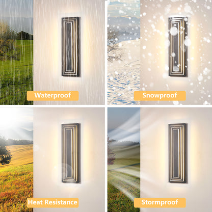 23.6" Black LED Outdoor Wall Light, Set of 2 - view 5