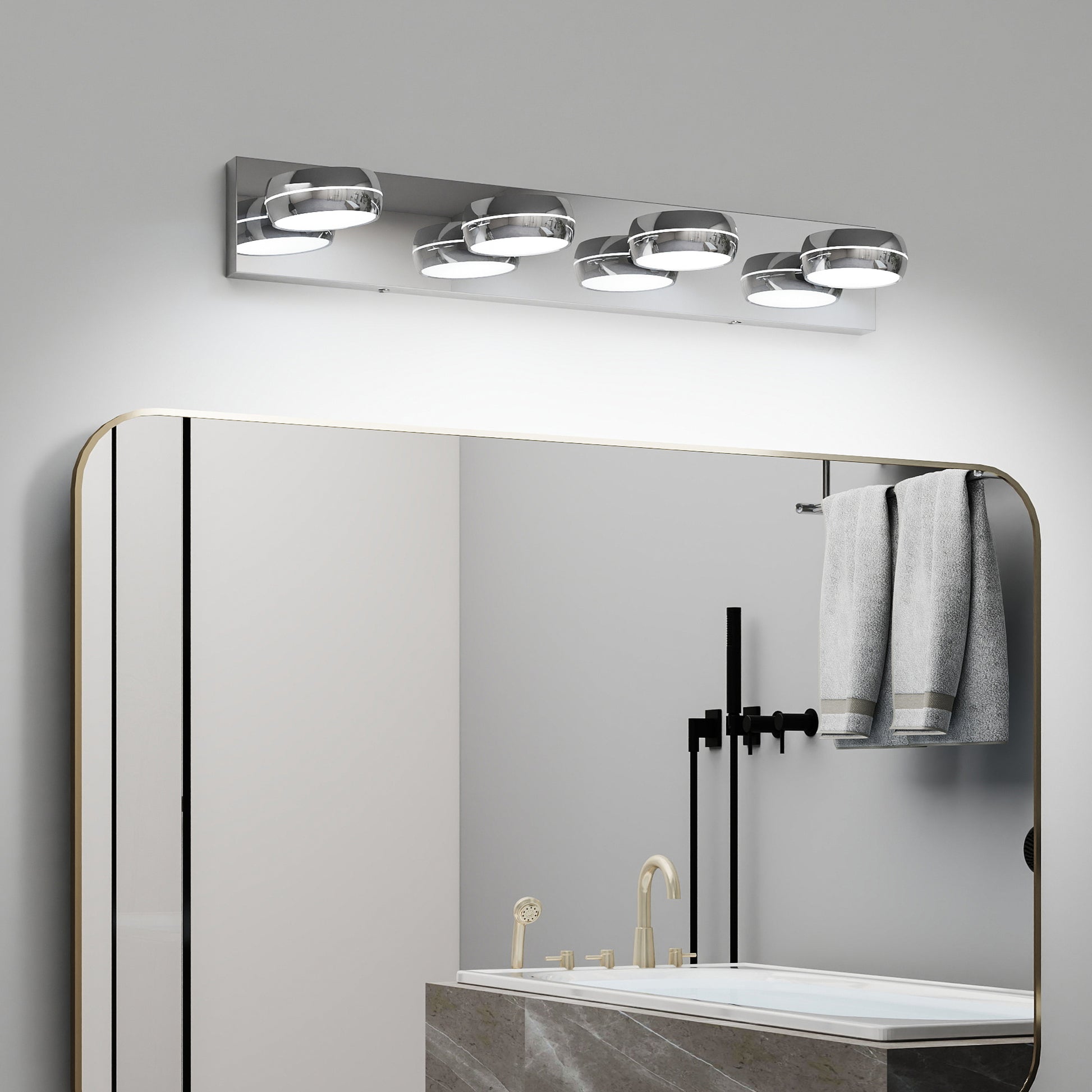 28" 4-Light Modern Chrome LED Vanity Light