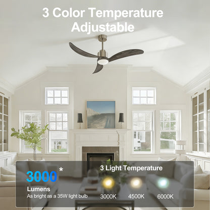 52" Nickel & Wood Ceiling Fan with Remote - view 7