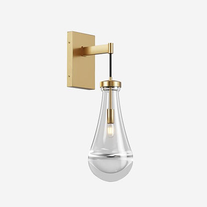 Brass Wall Light with Raindrop Glass, Dimmable LED - view 8