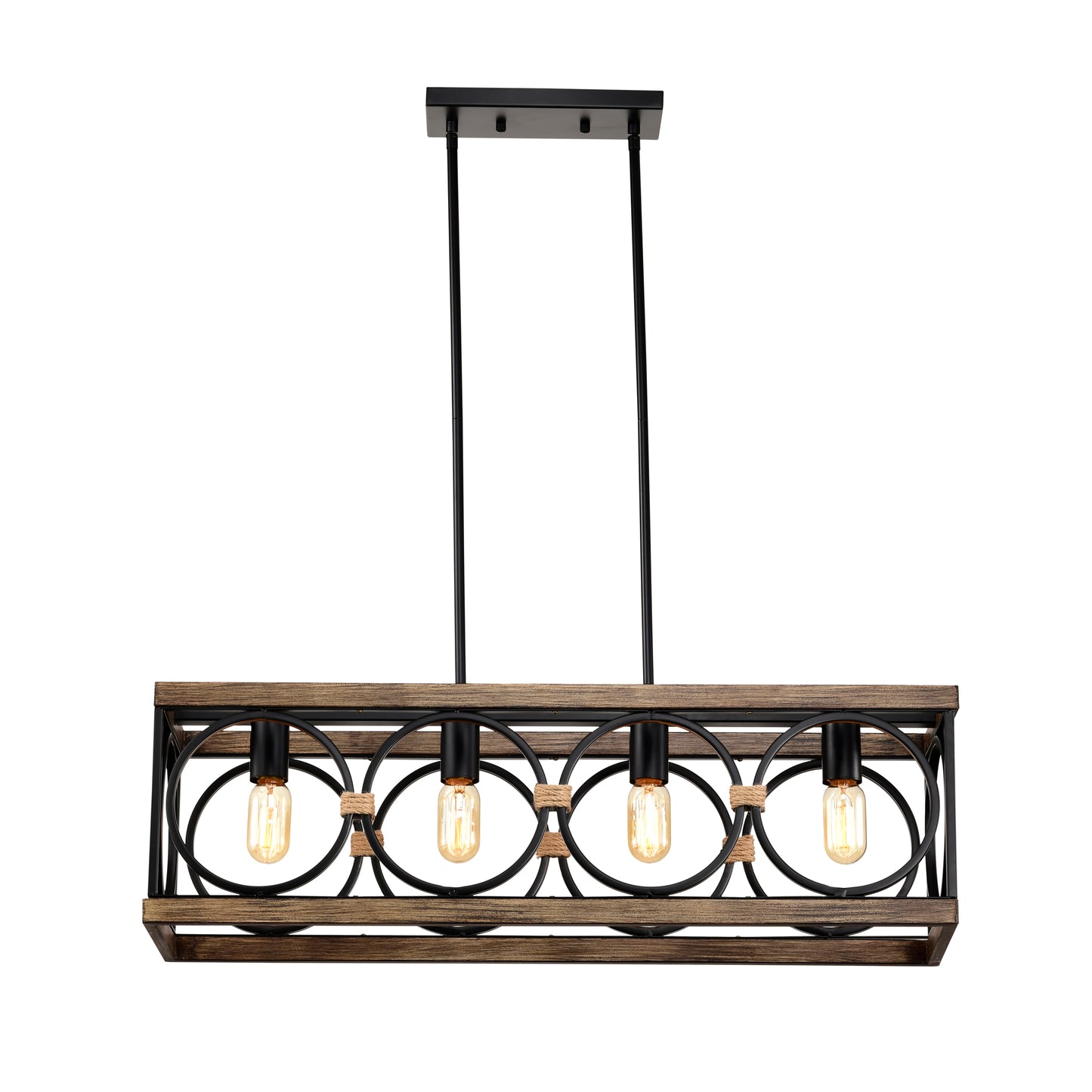 31.6" 4-Light Wood & Black Farmhouse Chandelier - view 13