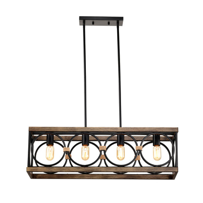 31.6" 4-Light Wood & Black Farmhouse Chandelier - view 13