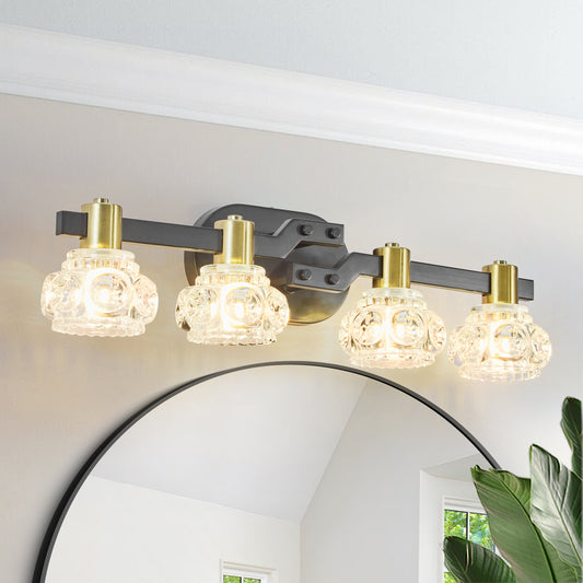 24" 4-Light Black Vintage Crystal Wall Sconce