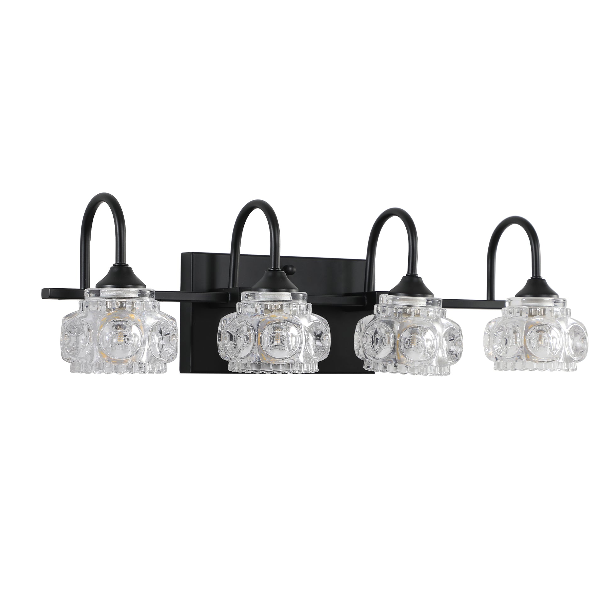 23" 4-Light Retro Black Vanity Light with Crystal Glass - view 8