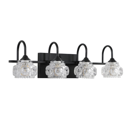 23" 4-Light Retro Black Vanity Light with Crystal Glass - view 8