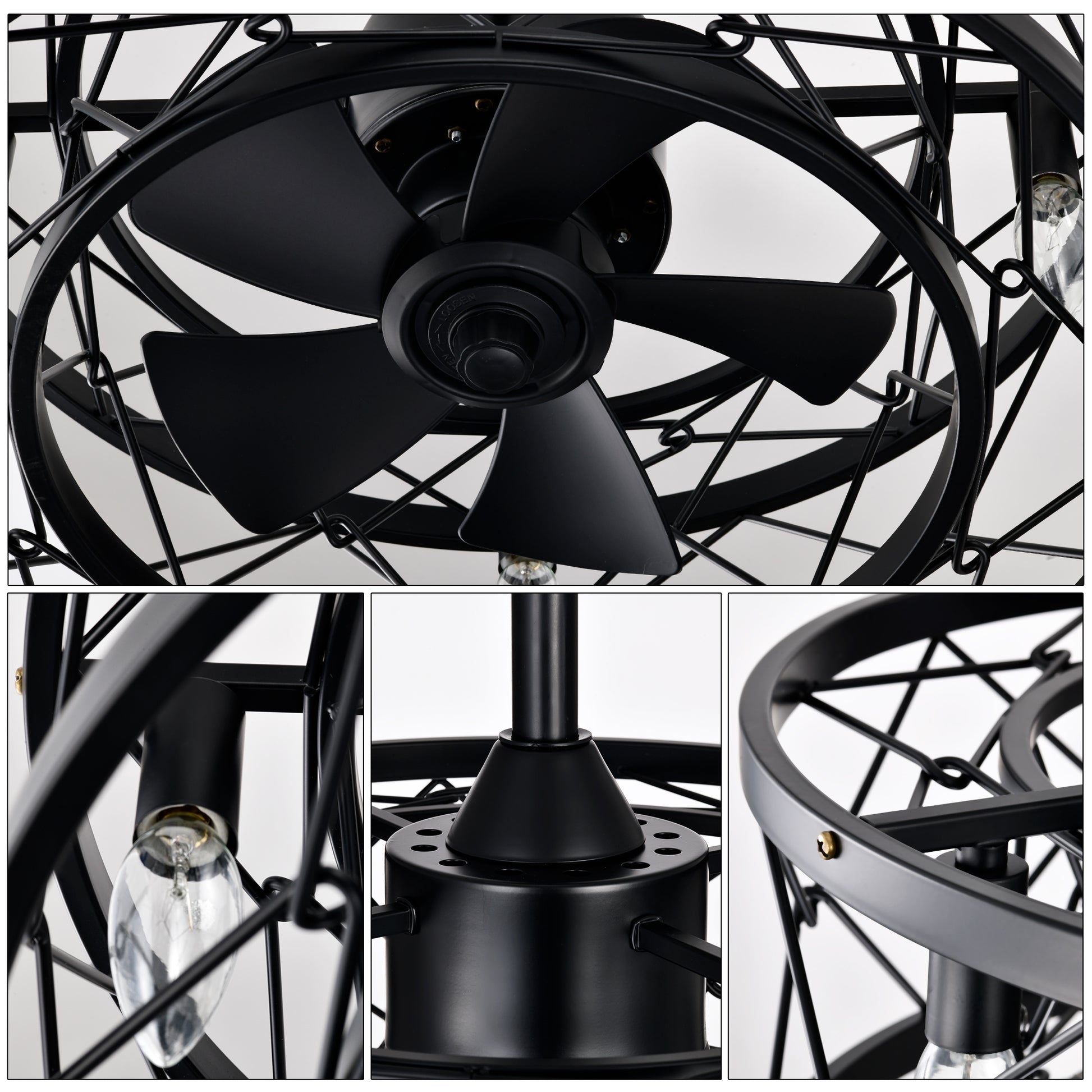 20" Matte Black Modern Enclosed Ceiling Fan - view 14